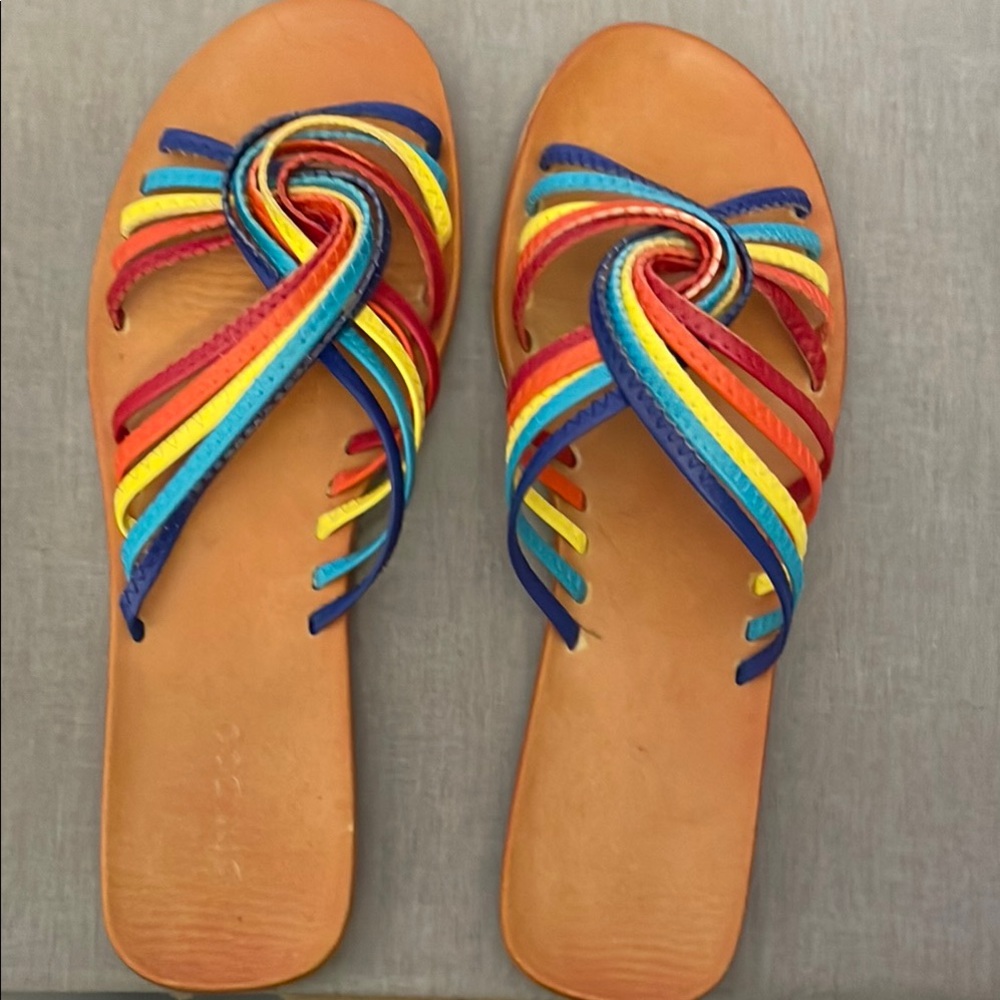 NEW Bamboo Moondance Colorful Women's Sandals, Rainbow, Size 7.5